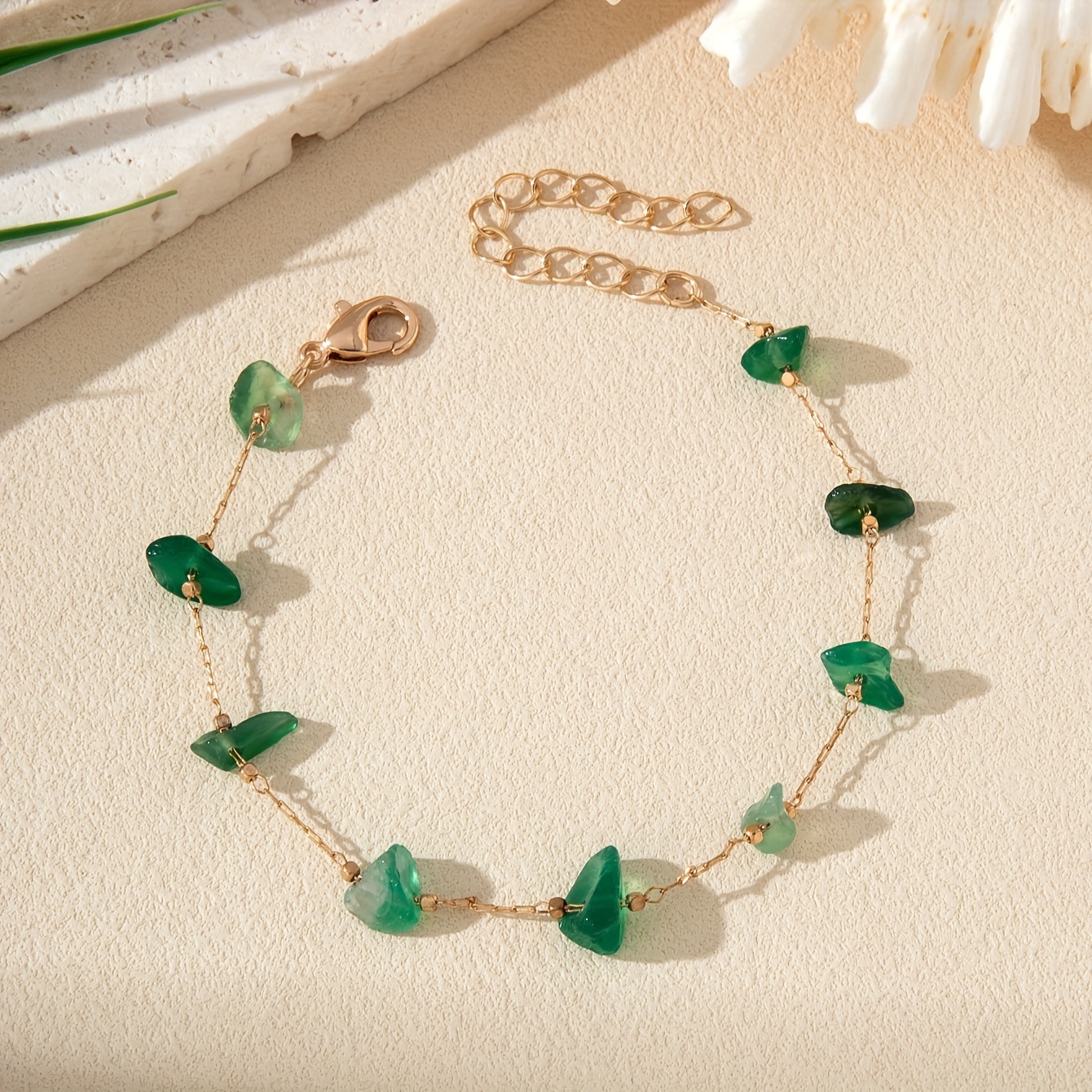 Natural Stone Beaded Anklet for Beach Vacations